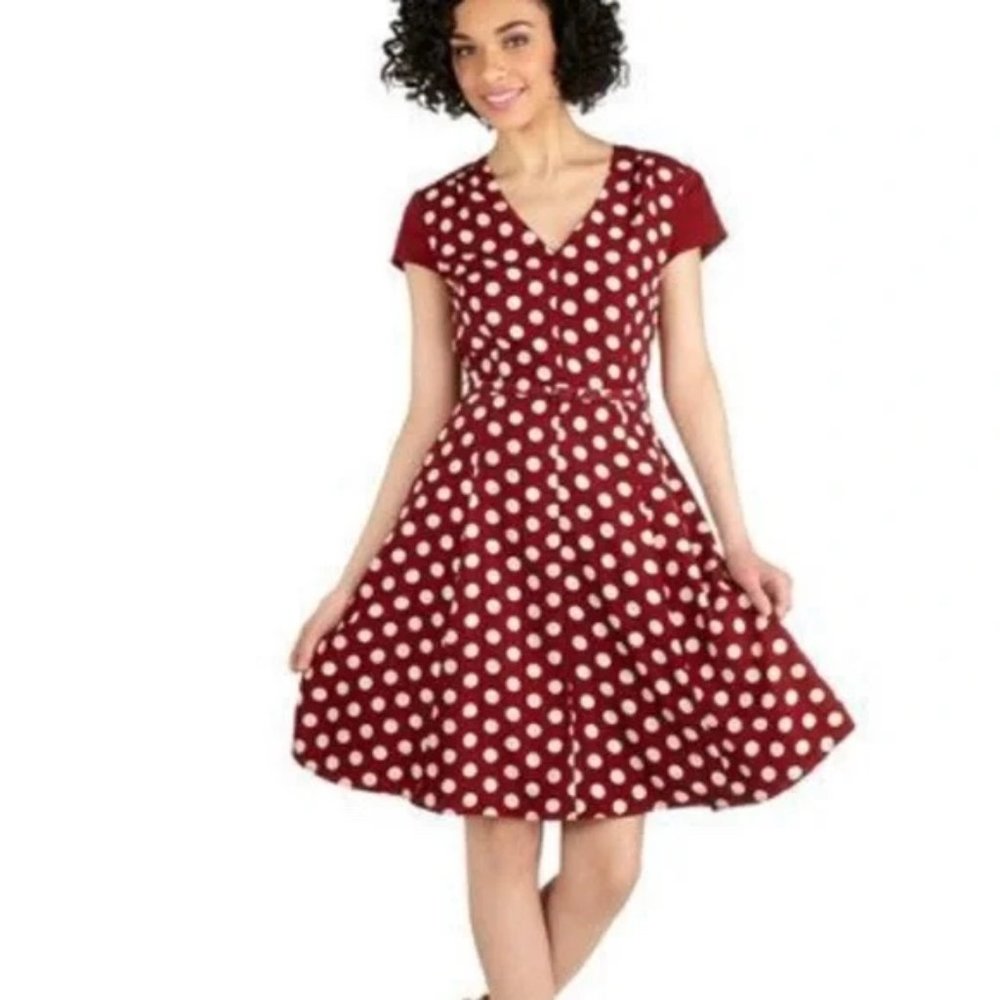Myrtlewood of California red polka dot midi dress - Size S